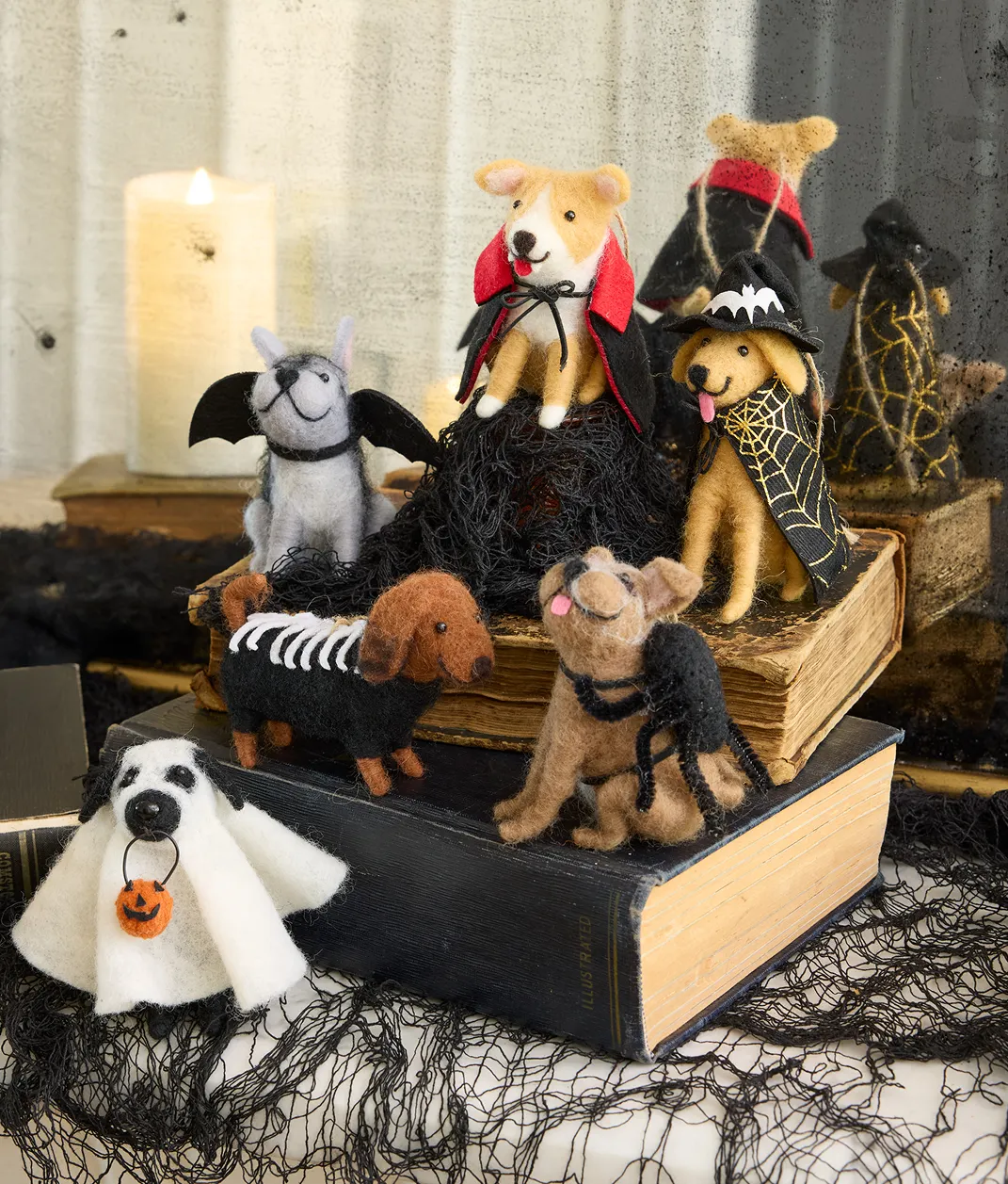 Howl-o-ween Hounds Felt Ornament Set